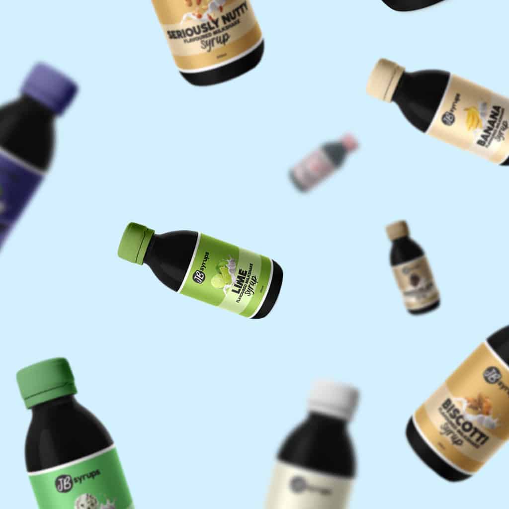 A group of different types of liquids flying in the air.